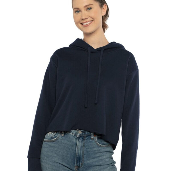 Women's Laguna Sueded Raw Edge Crop Hoodie Sweatshirt Thumbnail